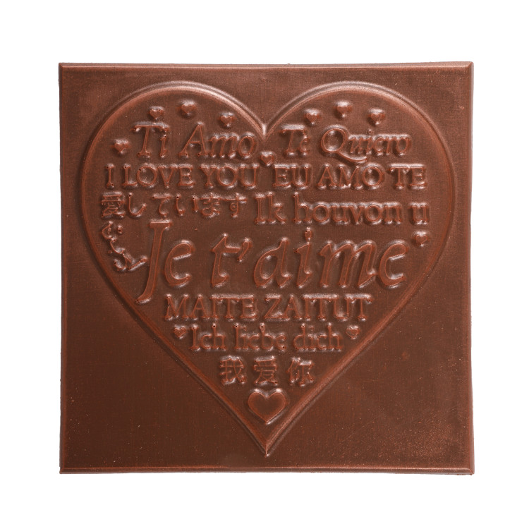 Carré cœur en chocolat noir ou lait Je t’aime Bonne fête maman livraison express chocolats fête des mères