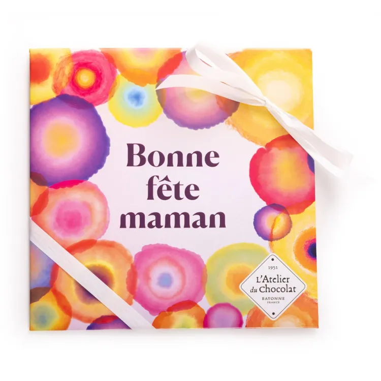 Carré cœur en chocolat noir ou lait Je t’aime Bonne fête maman livraison express chocolats fête des mères