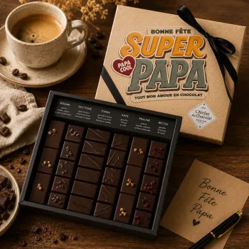Boîte de Chocolats extra noir Bonne Fête Papa