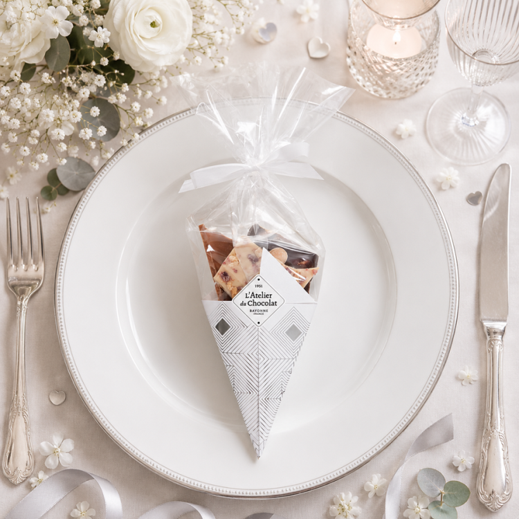 Mini bouquet de chocolat blanc argent livraison chocolat personnalisé evenements familiaux