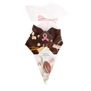 Bouquet de Chocolat Fleur de Cacao Octobre Rose don ruban rose