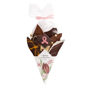 Chocolat Octobre Rose avec Bouchée Bi-couche Ruban Rose chocolat artisanal