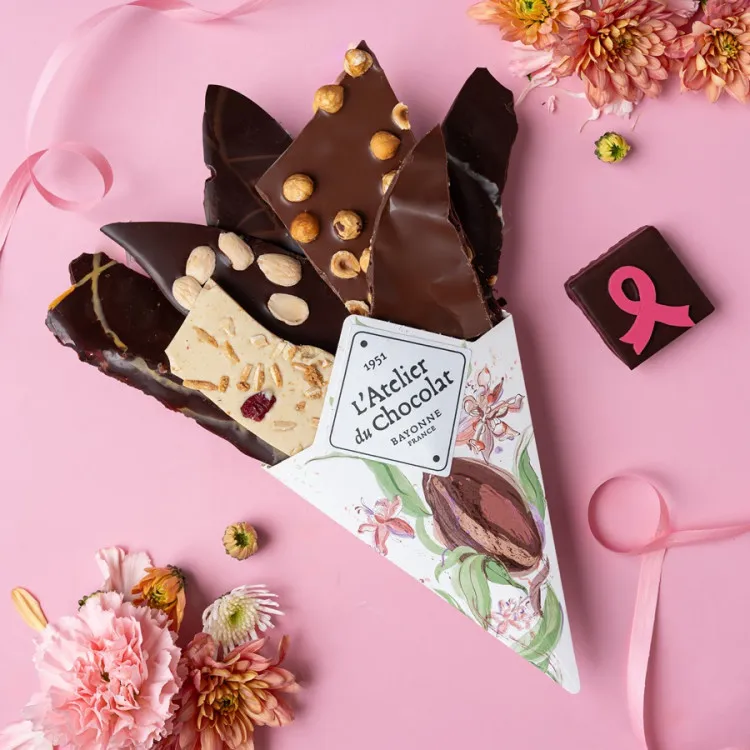 Chocolat Octobre Rose avec Bouchée Bi-couche Ruban Rose