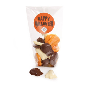 Un assortiment de fritures d’Halloween au chocolat blanc, au lait et à l’orange, idéal à offrir, partager ou dévorer en famille.
