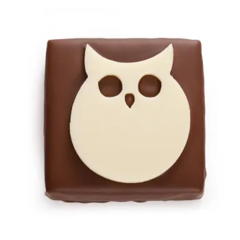 Bouchée Hibou Halloween chocolat au lait et praliné pétillant
