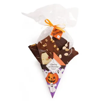 Bouquet de Chocolat Halloween assortiment feuilles de chocolat pur beurre de cacao noir blanc et lait 200g