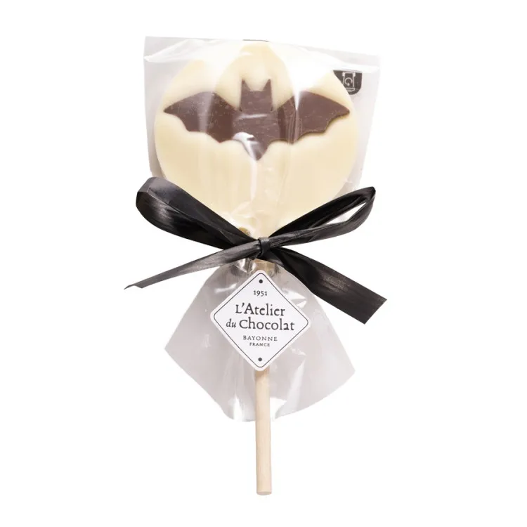 sucette chocolat blanc chauve souris friandises halloween emballage
