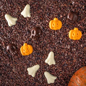 Friture chocolat halloween citrouille tête de mort chocolat noir blanc lait assortiment enfant halloween