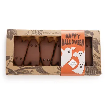 Boîte fantômes guimauve vanille chocolat au lait chocolats halloween friandises pour enfant