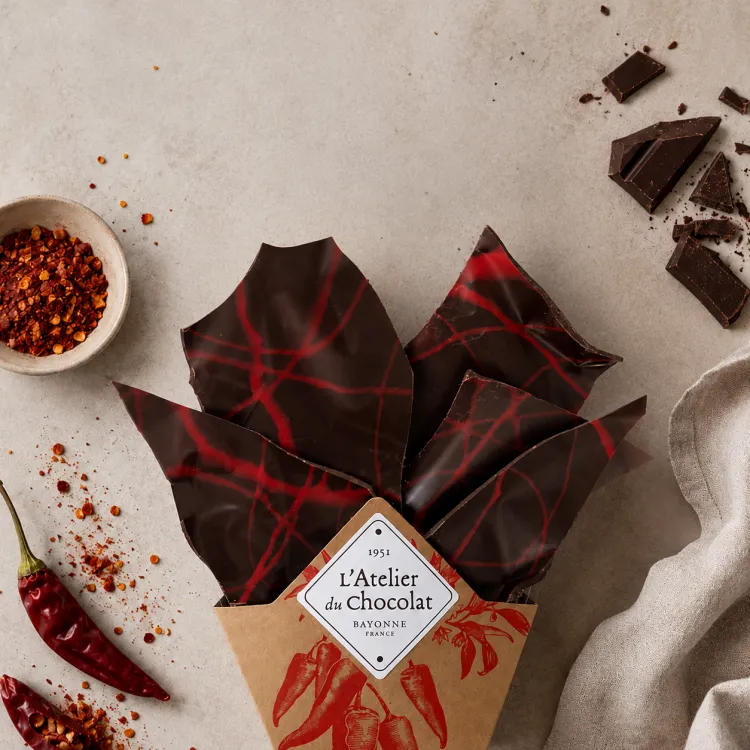 Bouquet de chocolat Noir au piment d'Espelette AOP fabrication artisanal au Pays basque