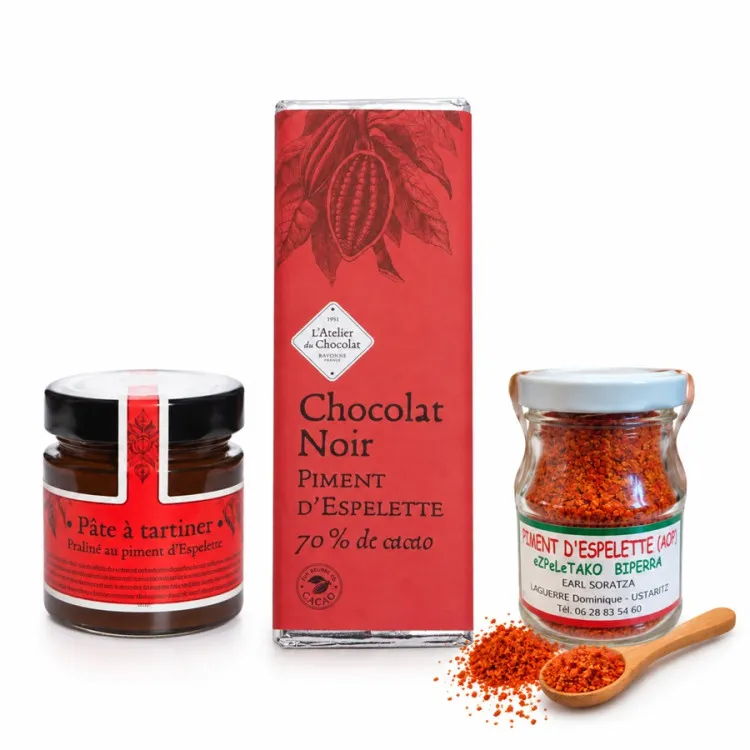Composition saveurs d'Espelette chocolat et piment coffret cadeau