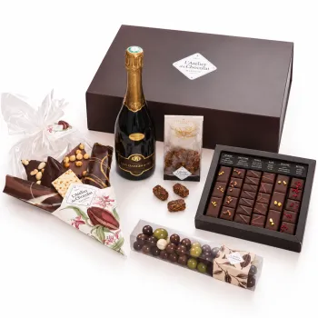 Coffret cadeau pétillant chocolats champagne chocolat artisanal premium