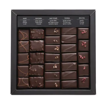 Coffret cadeau pétillant chocolats champagne boite de chocolat extra noir chocolat artisanal