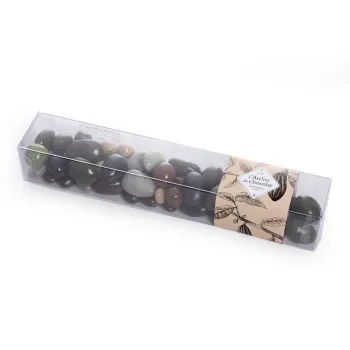 Coffret cadeau pétillant chocolats champagne galets des gaves amandes enrobage chocolat noir spécialité chocolat