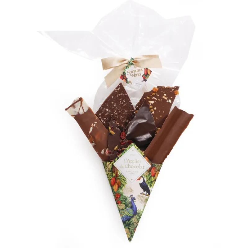 Focus Bouquet de Chocolat Joyeuses Fêtes assortiment de fines feuilles de chocolat 300g