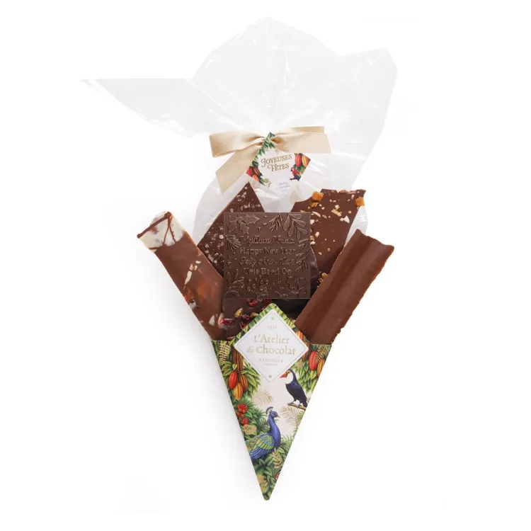 Bouquet de Chocolat® et son mini carré Meilleurs Voeux Assortiment de fines feuilles de chocolat 320g