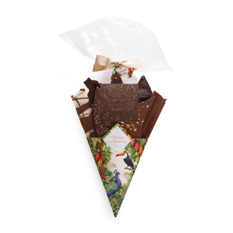 Bouquet de Chocolat® et son mini carré Meilleurs Voeux Assortiment de fines feuilles de chocolat 420g