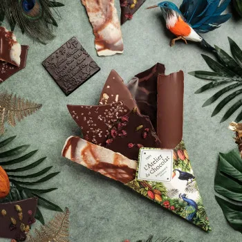 Bouquet de Chocolat® et son mini carré Meilleurs Voeux Assortiment de fines feuilles de chocolat