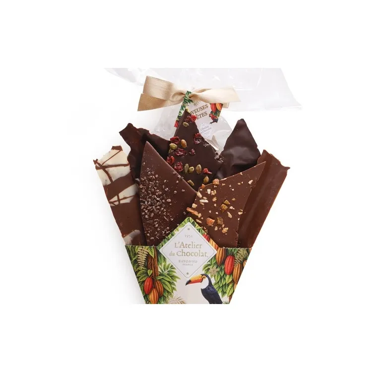 Focus Bouquet de Chocolat® joyeux fêtes assortiment de fines feuilles de chocolat 420g