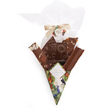 Bouquet de Chocolat® et son mini carré Joyeux Noël assortiment de fines feuilles de chocolat 320g