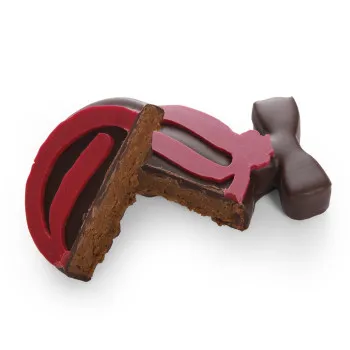 Bouchée boule rouge de noël gianduja chocolat noir chocolat artisanal noël découpe