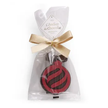 Bouchée boule rouge de noël gianduja chocolat noir chocolat artisanal noël emballage