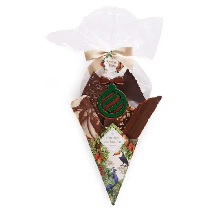 Bouquet de Chocolat® et sa bouchée boule verte de Noël Assortiment de fines feuilles de chocolat 255g
