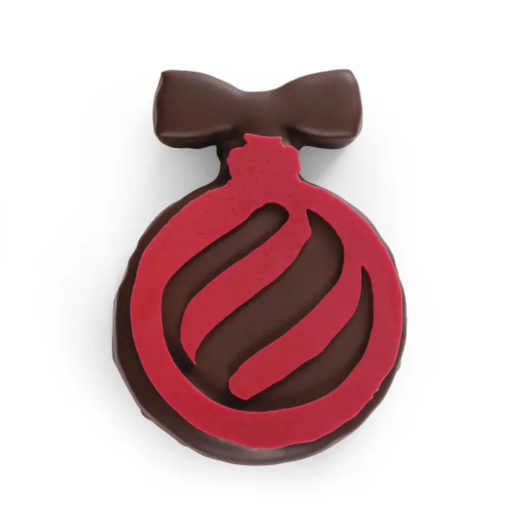 Bouchée boule rouge de Noël gianduja chocolat noir