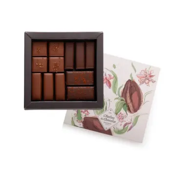Coffret Ttiki de 12 chocolats aux saveurs de caramel praliné vanille et passion
